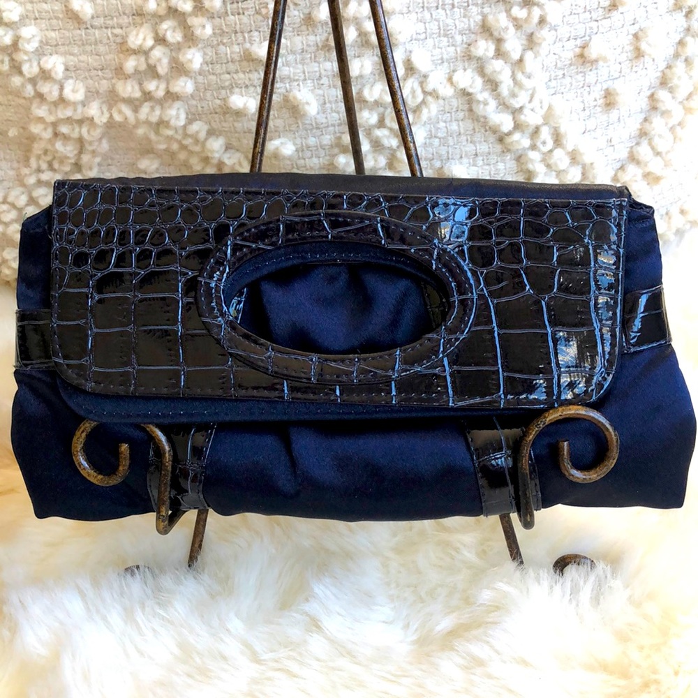 BIJOUX TERNER Dark Blue Evening Clutch Purse